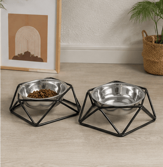 Metal pet food bowl holder